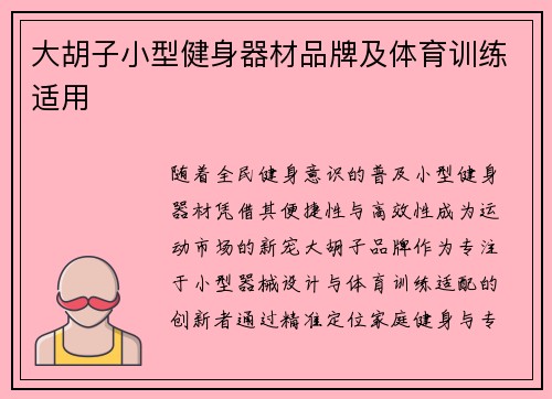 大胡子小型健身器材品牌及体育训练适用